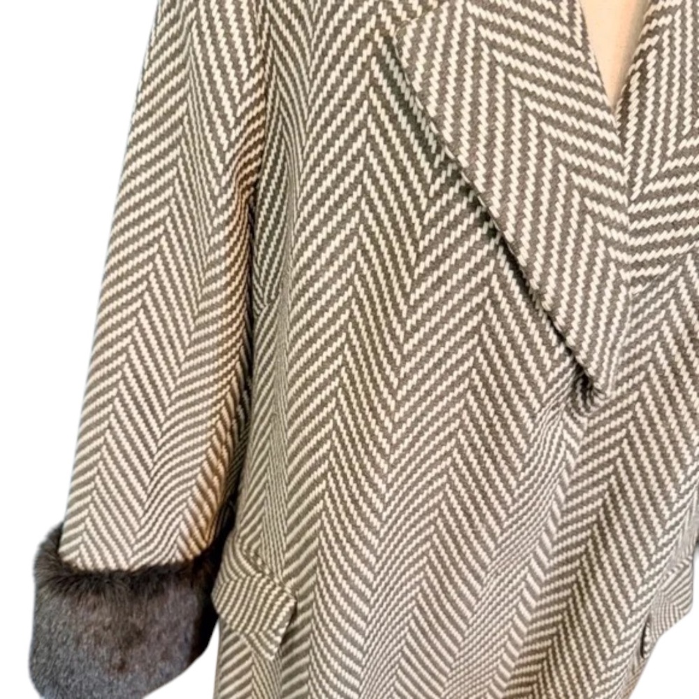 🧥 Lane Bryant Women’s Gray Herringbone Snap-Front Coat – Size 26/28 - Picture 6 of 13